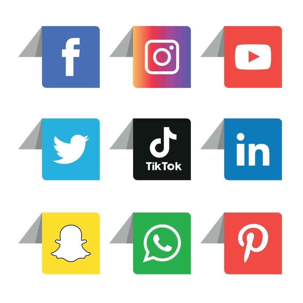 Social media icons set Logo Vector Illustrator