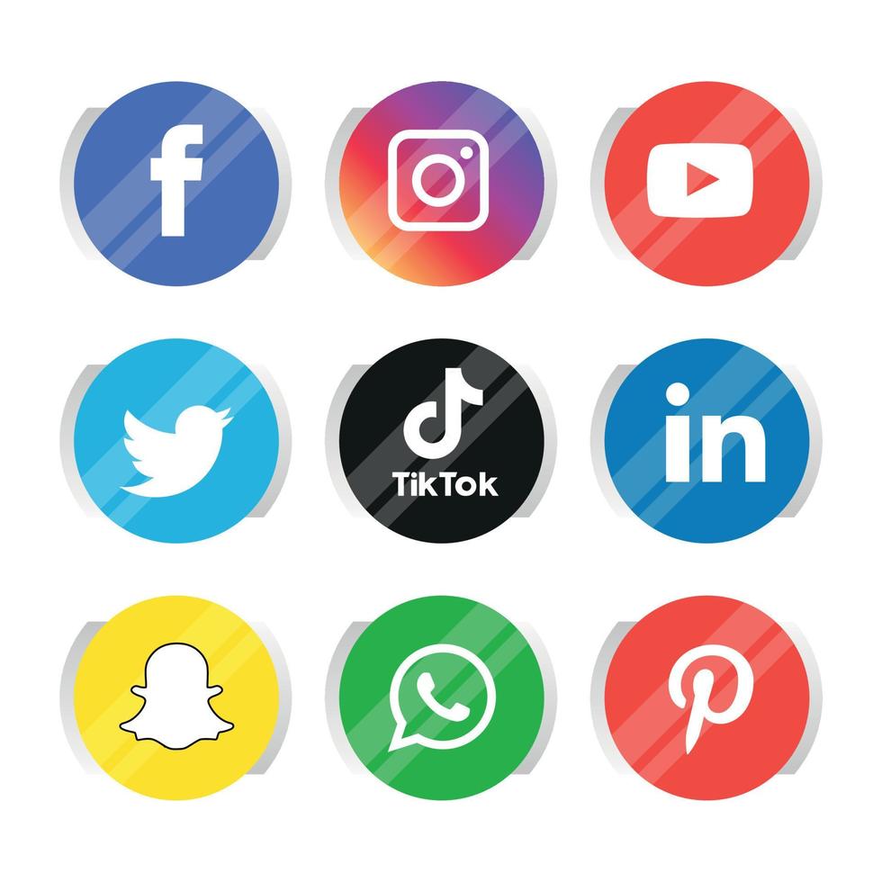 Social media icons set Logo Vector Illustrator