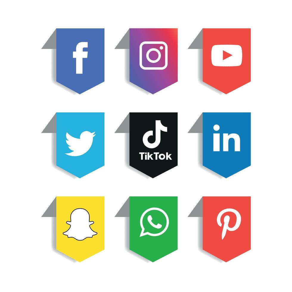 iconos de redes sociales establecer logo vector ilustrador