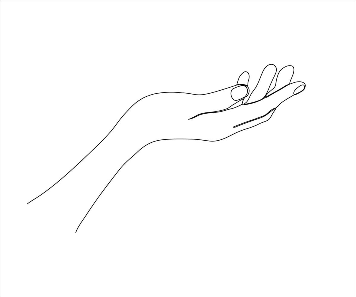 women's hand in one line art style, minimalism vector