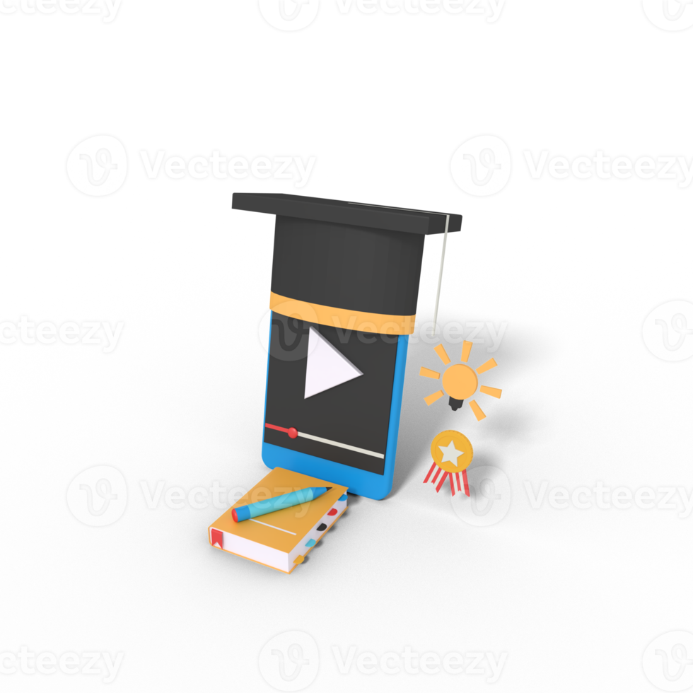 3d Illustration of learning book video png