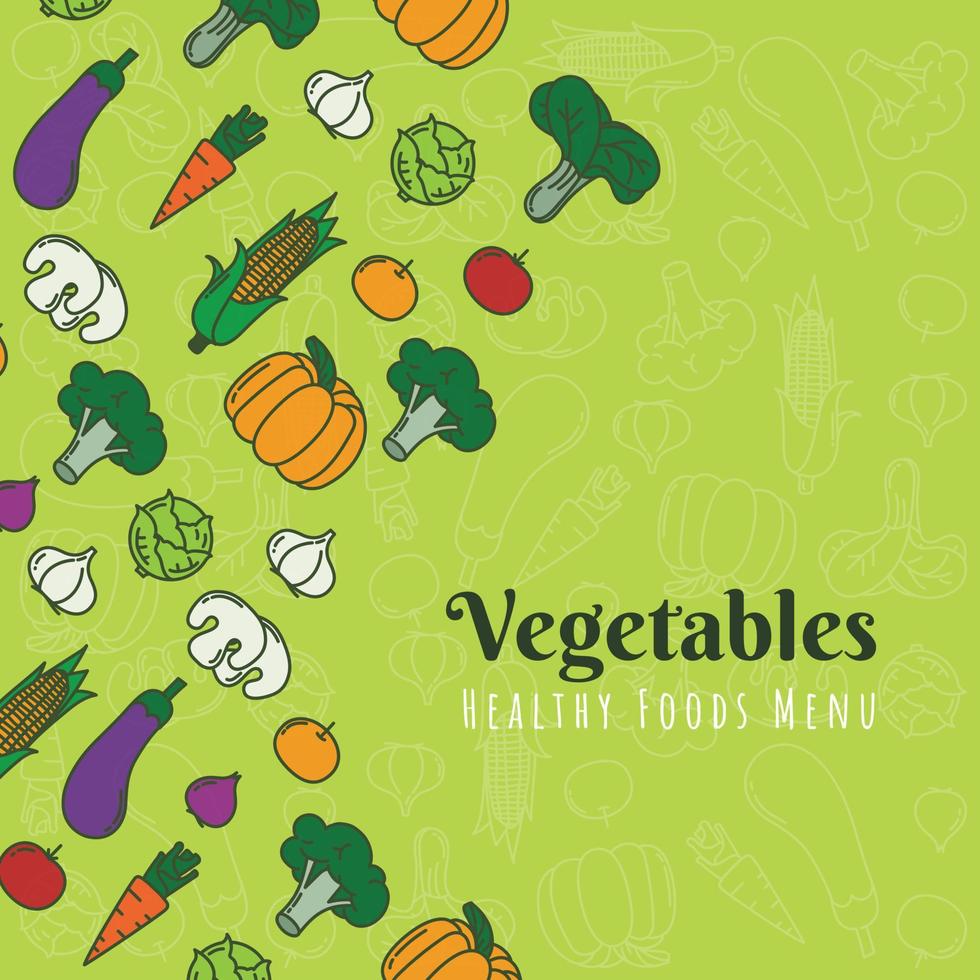 Vegetables background design with vegetables print pattern in green background vector