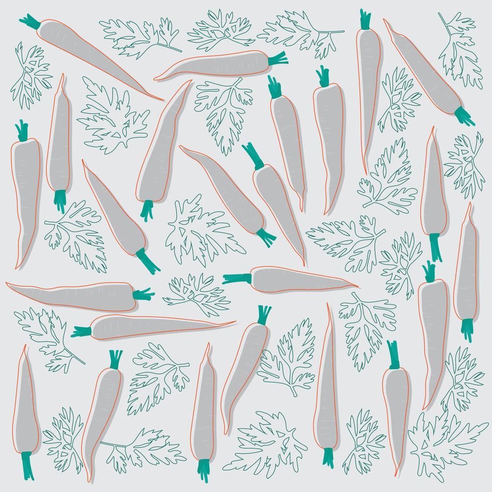 Print pattern background with line art of carrots design for kitchen wallpaper template vector