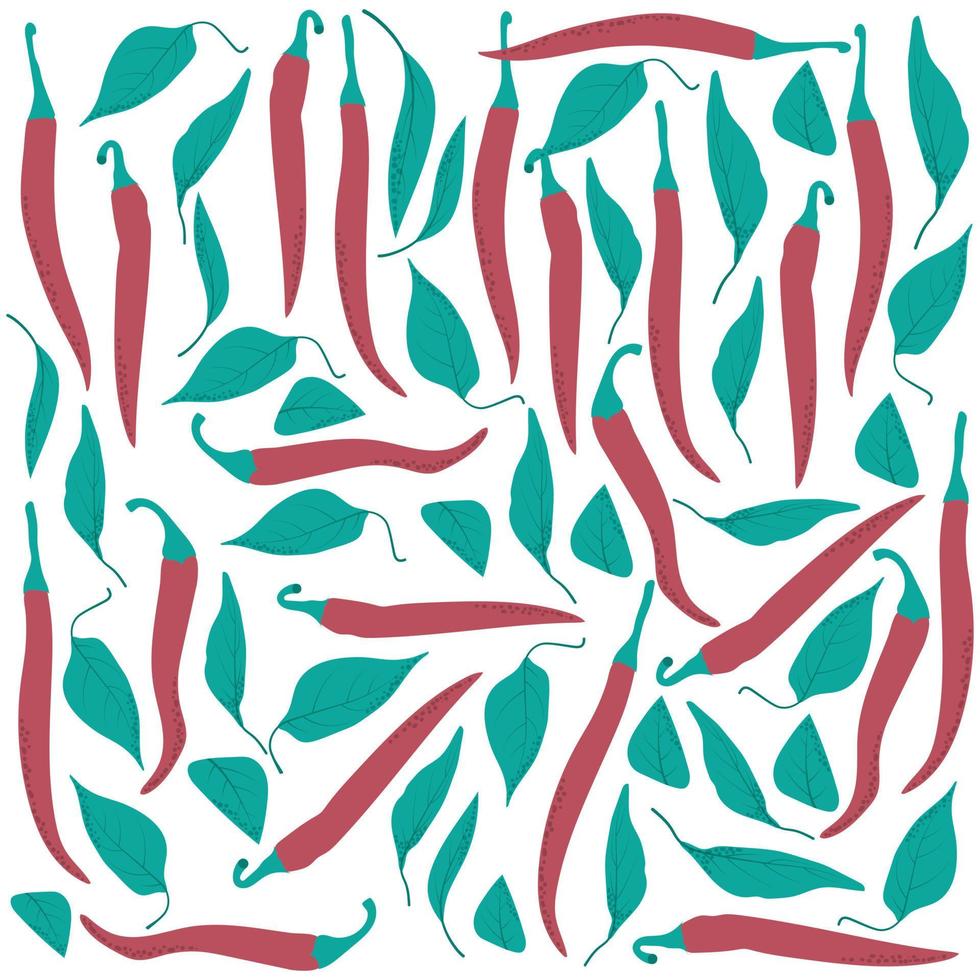 Chili pepper print pattern background in flat design for kitchen wallpaper template design vector