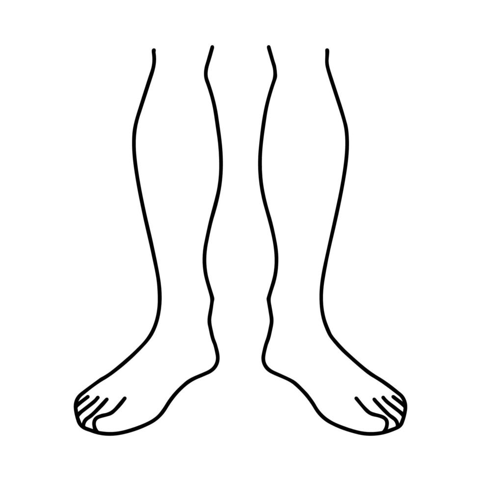 contorno de dibujos animados vectoriales, vista superior del pie izquierdo y derecho del hombre humano de pie. incompleto lineal dibujado a mano. Puedes usar esta imagen para el diseño de moda, etc. vector