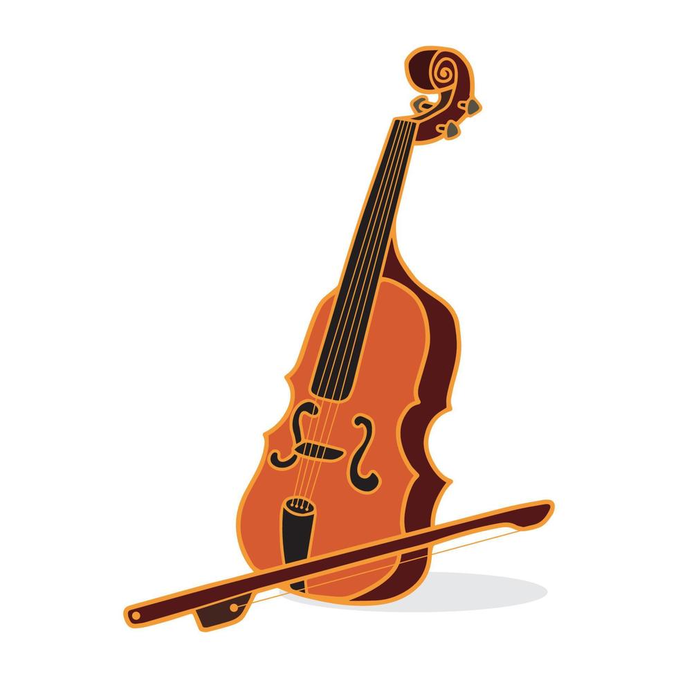 Classic brown Violin, Stringed musical instruments. Element design for banner, invitations, presentation and posters. Flat cartoon Vector illustration isolated on white.