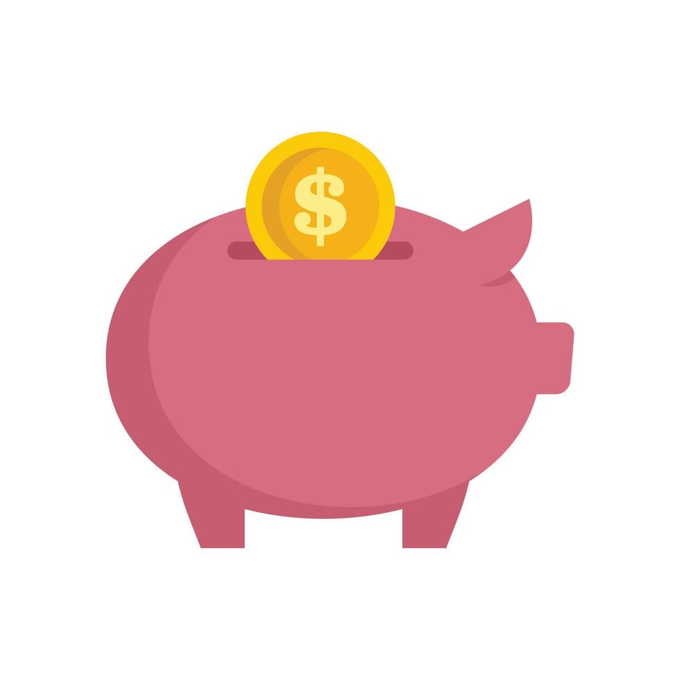 Piggy bank icon flat isolated vector