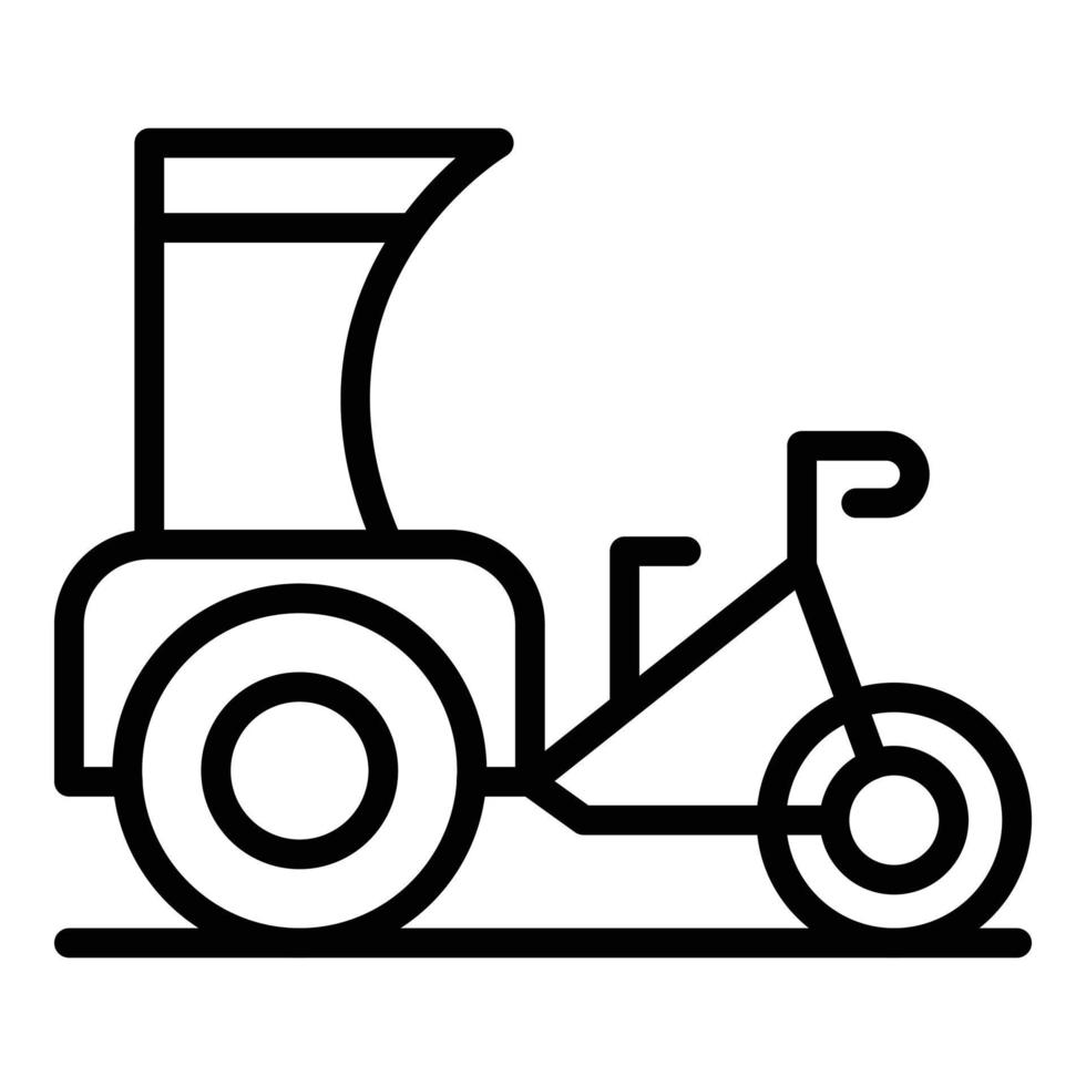 vector de contorno de icono de tuktuk. bicicleta triciclo