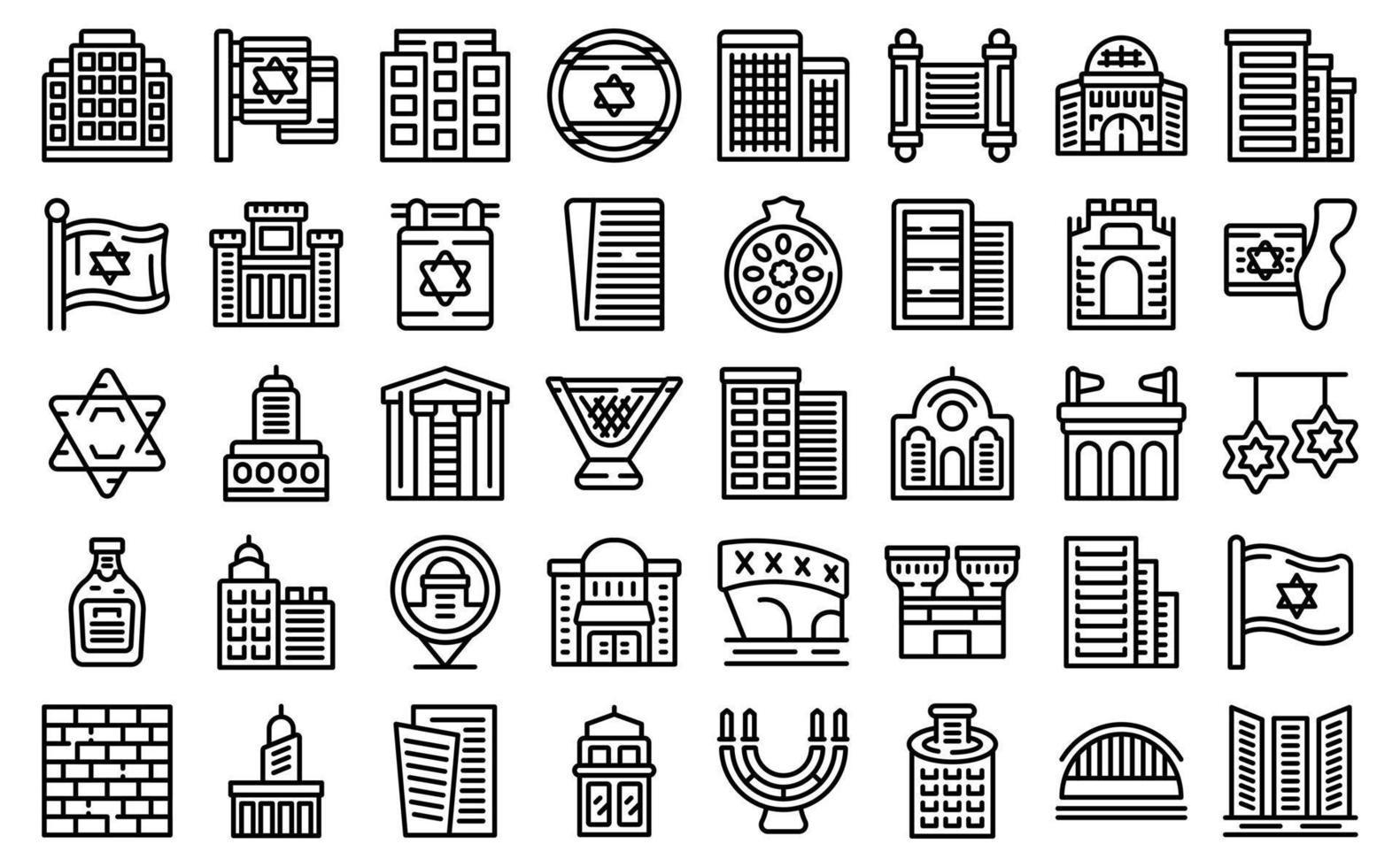 Tel Aviv icons set outline vector. Israel skyline vector