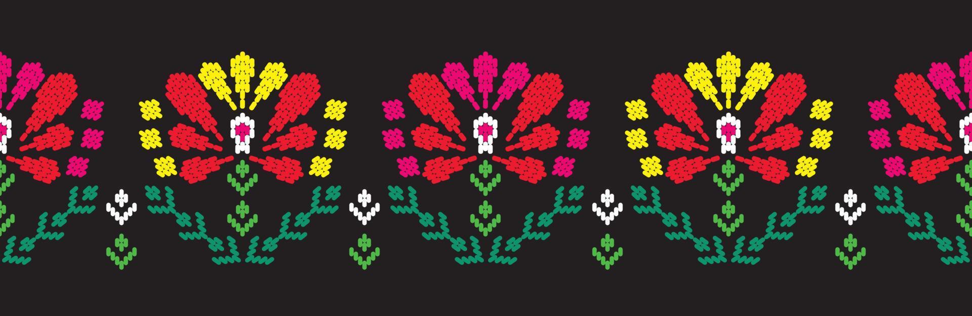 motivo étnico borde hecho a mano hermoso arte. arte de fondo floral de hoja étnica. bordado popular, estilo mexicano, peruano, indio, asiático, marroquí, turco y uzbeko. estampado de adornos de arte geométrico azteca. vector