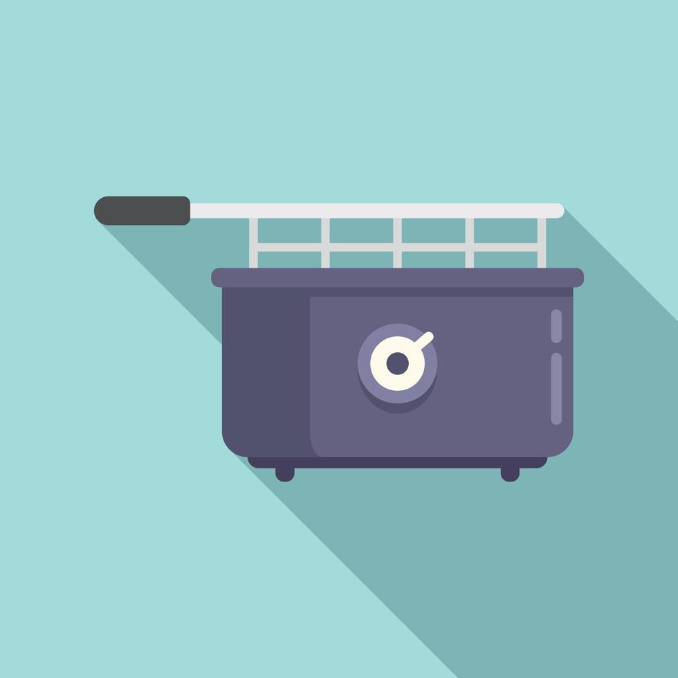 Deep fryer kit icon flat vector. Fry basket vector