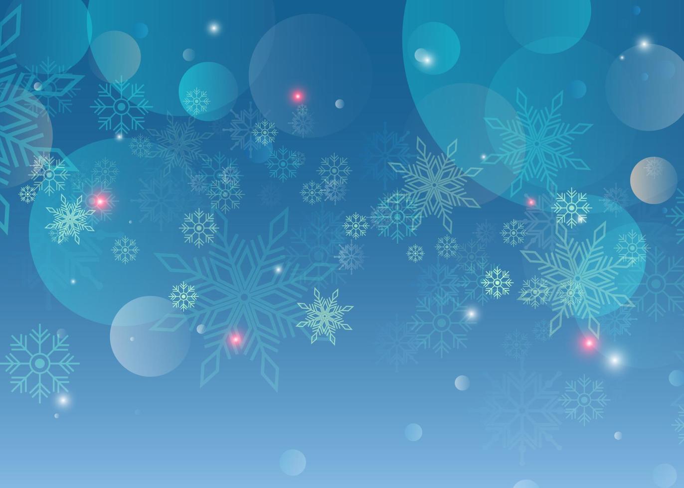 fondo abstracto con copos de nieve y destellos, fondo de pantalla de día nevado vector