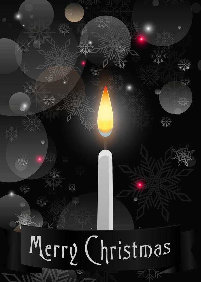 Vertical gothic Merry Christmas card, spooky, scary congratulation with a candle vector