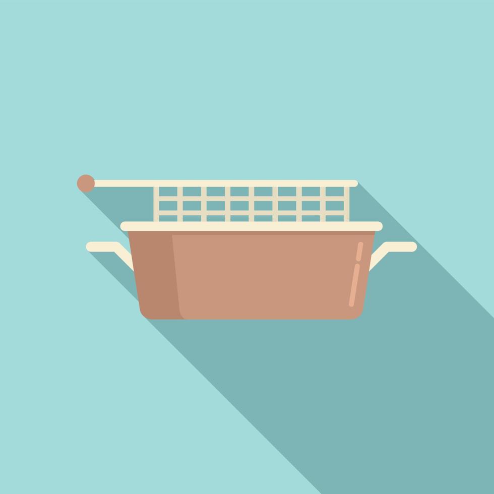 Fat deep fryer icon flat vector. Fry basket vector