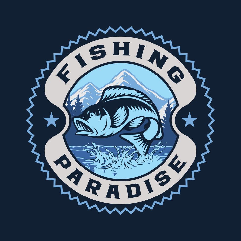 insignia de pesca de vector vintage con perca