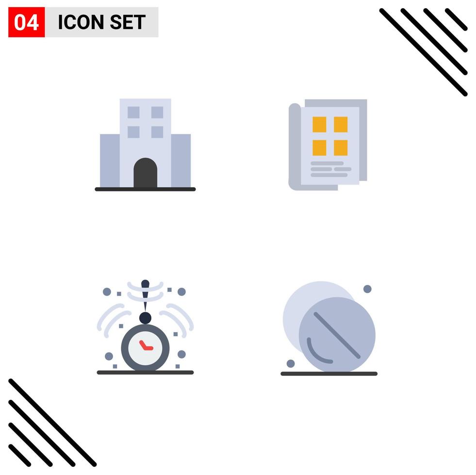 4 Flat Icon concept for Websites Mobile and Apps apartment phone book travel news paper healthcare Editable Vector Design Elements