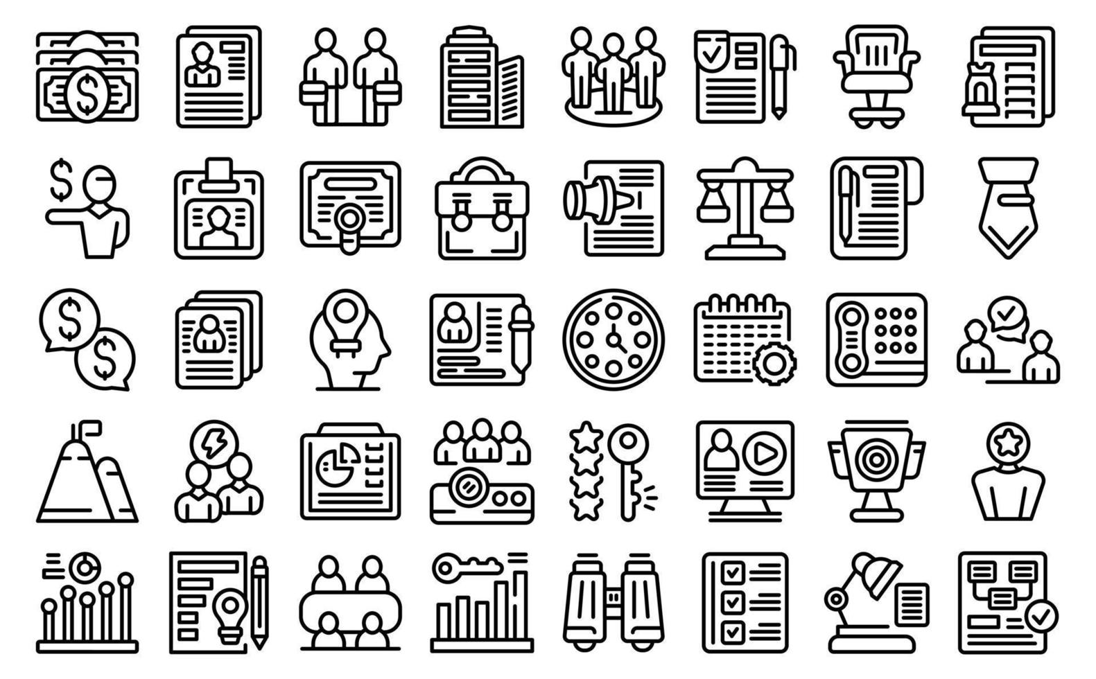 Business meeting icons set outline vector. Online video vector