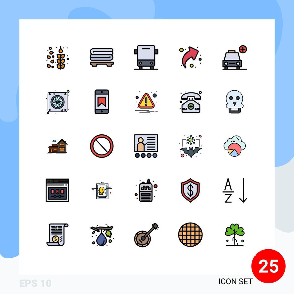 Set of 25 Modern UI Icons Symbols Signs for add car traffic right share Editable Vector Design Elements