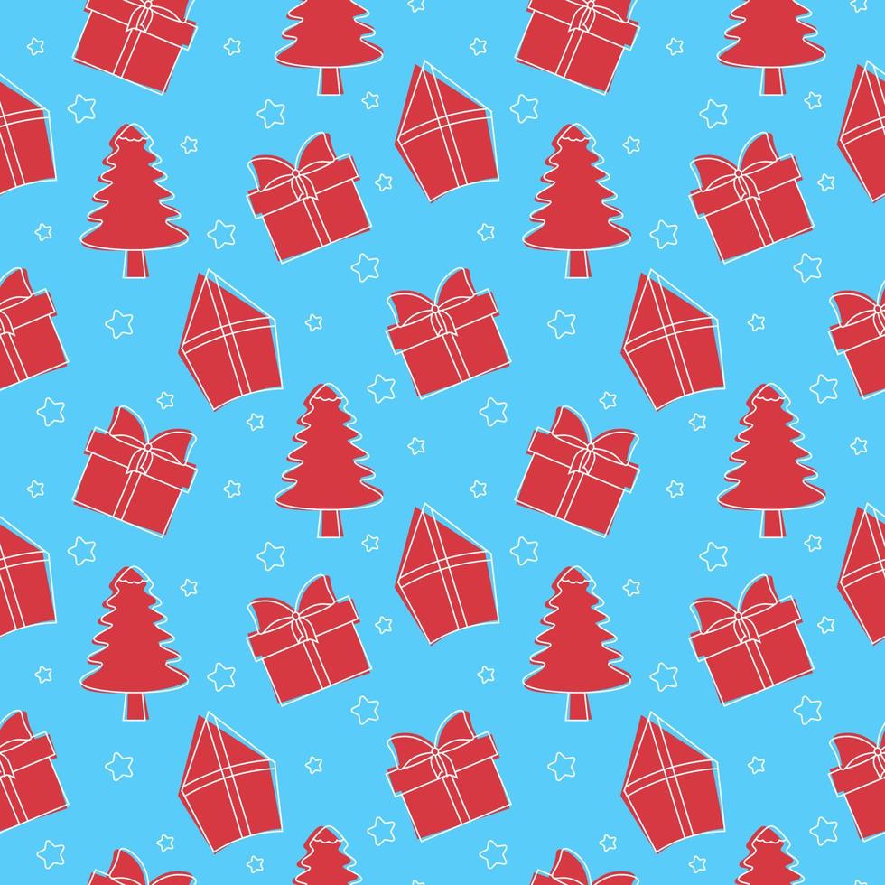 Saint Nicholas Day or Sinterklaas Seamless Pattern with Gift Box and Christmas Template Background Hand Drawn Cartoon Flat Illustration vector