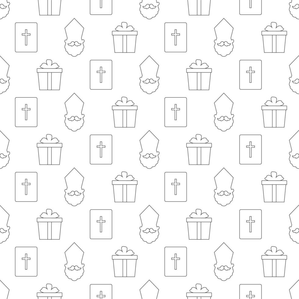 Saint Nicholas Day or Sinterklaas Seamless Pattern with Gift Box and Christmas Template Background Hand Drawn Cartoon Flat Illustration vector