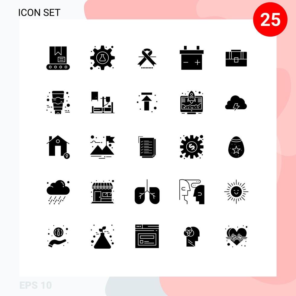 Stock Vector Icon Pack of 25 Line Signs and Symbols for cream case cancer suitcase battery Editable Vector Design Elements
