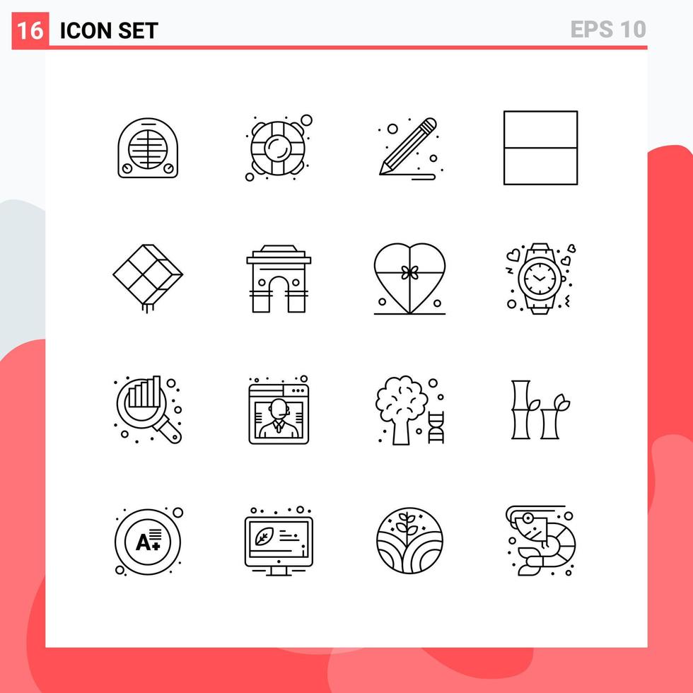 Set of 16 Commercial Outlines pack for islam hanging pencil decor layout Editable Vector Design Elements