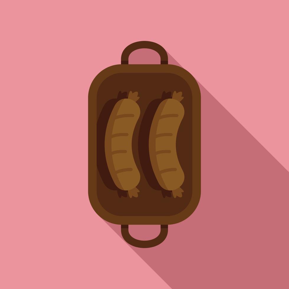 Bbq sausage icon flat vector. Barbecue grill vector