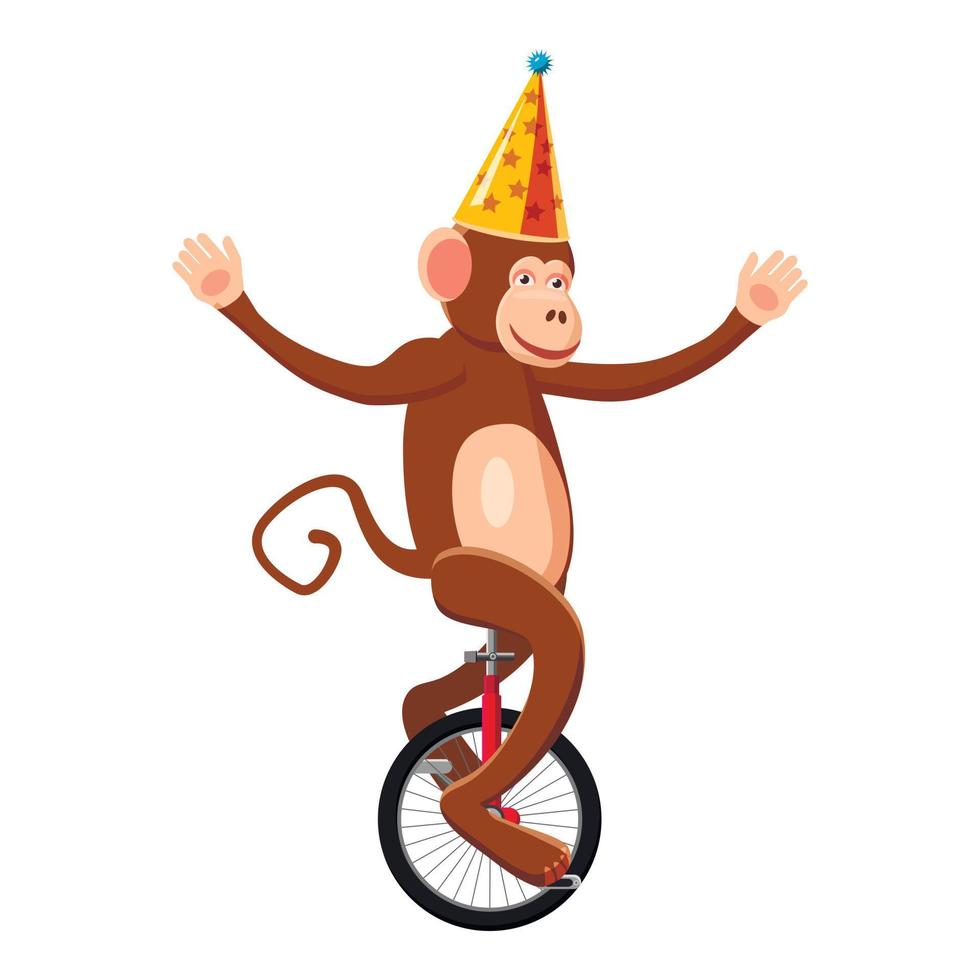 Circus monkey icon, cartoon style vector