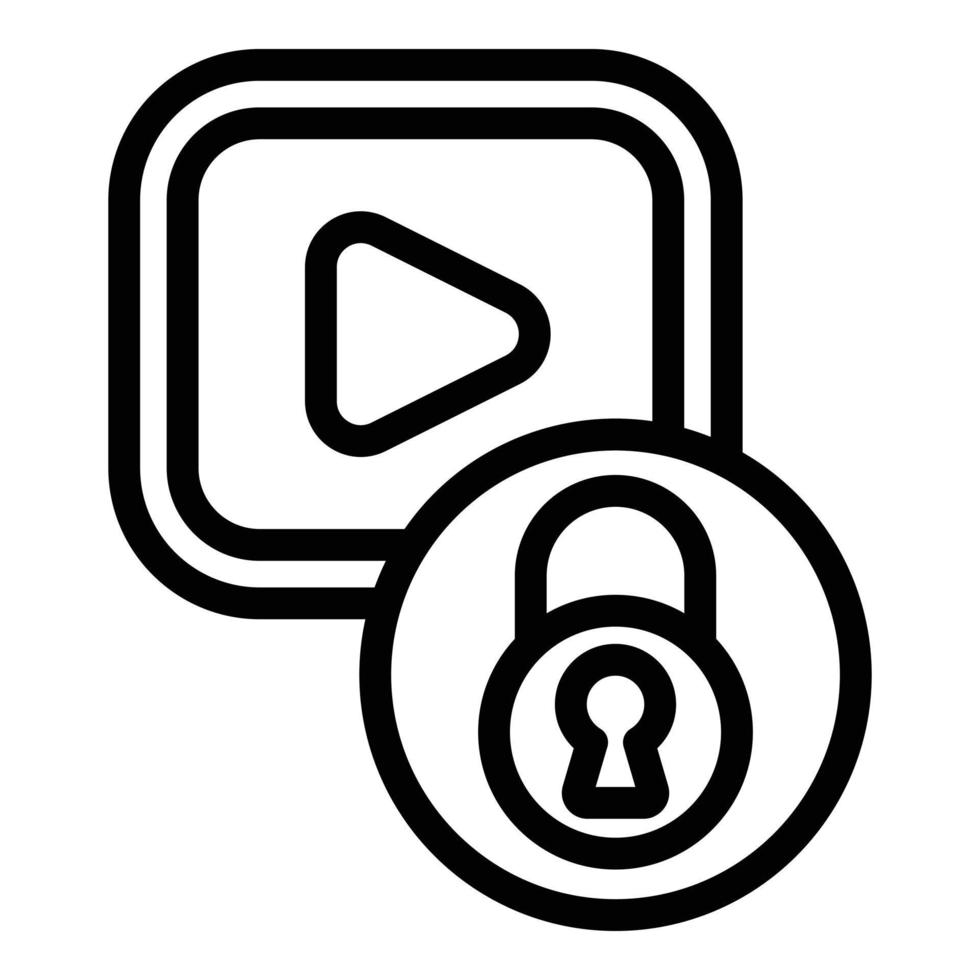 Lock online video icon outline vector. Digital detox vector