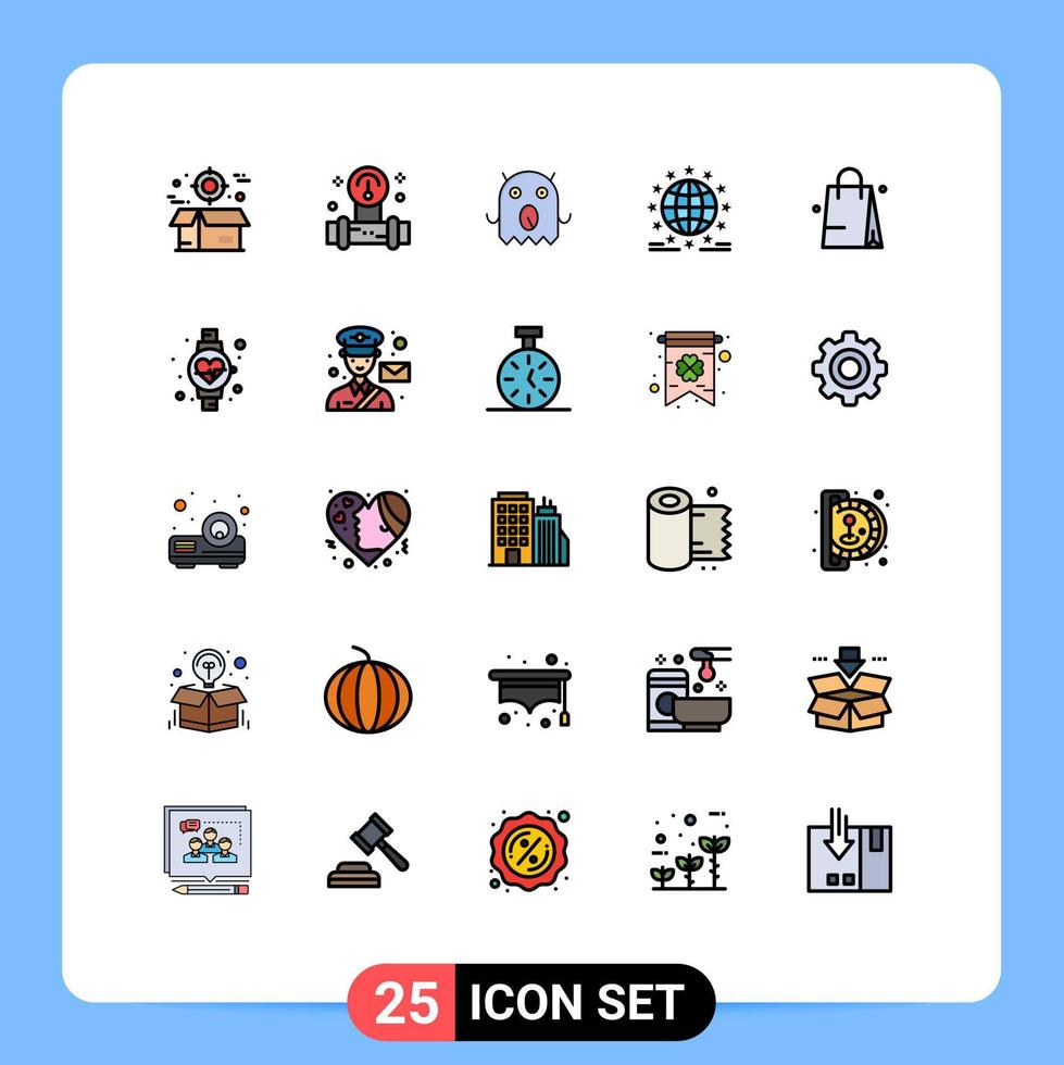 grupo de símbolos de iconos universales de 25 colores planos de líneas llenas modernas de elementos de diseño de vectores editables gdpr de internet de agua de red handbeg
