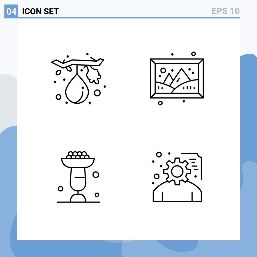 4 Creative Icons Modern Signs and Symbols of fig cooking healthy hobbies cupsakes Editable Vector Design Elements