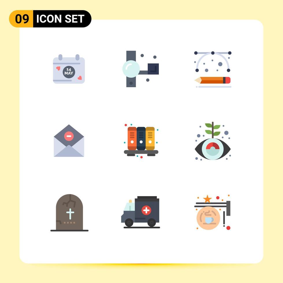 Pictogram Set of 9 Simple Flat Colors of agenda mail design production delete communication Editable Vector Design Elements