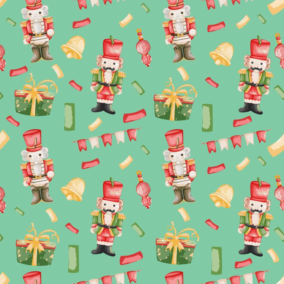 Nutcracker seamless Christmas pattern background. wrapping paper template. Christmas background vector