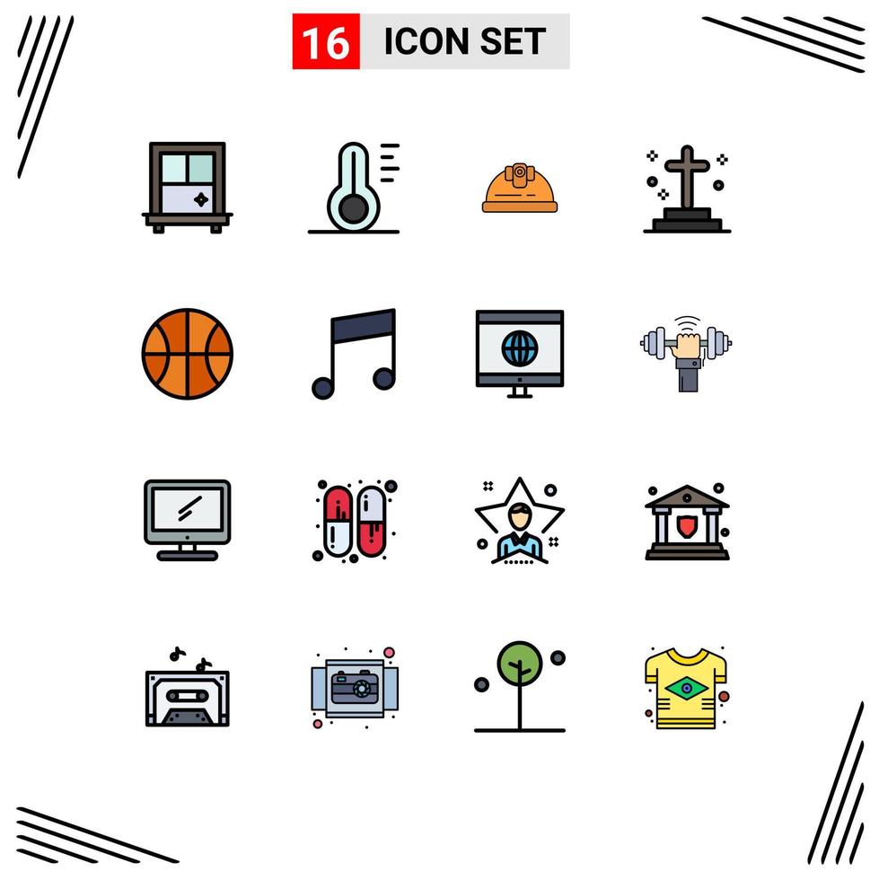 Set of 16 Modern UI Icons Symbols Signs for key set construction basic grave Editable Creative Vector Design Elements