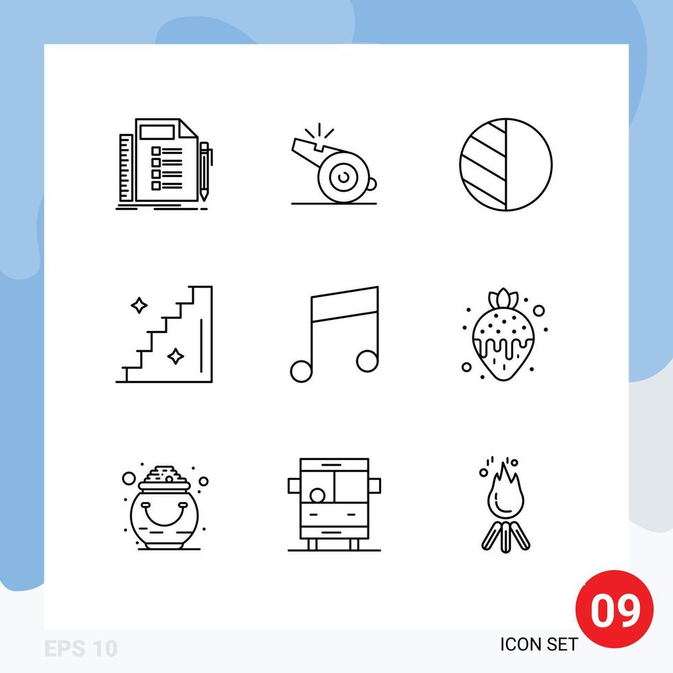 Set of 9 Commercial Outlines pack for note key whistle stairs floor Editable Vector Design Elements