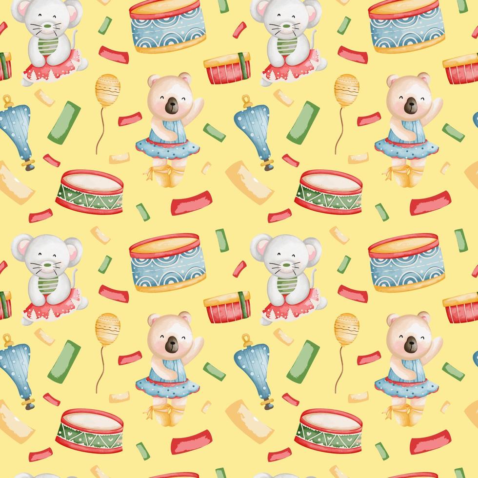cute bear circus seamless pattern background. wrapping paper template. Christmas background vector