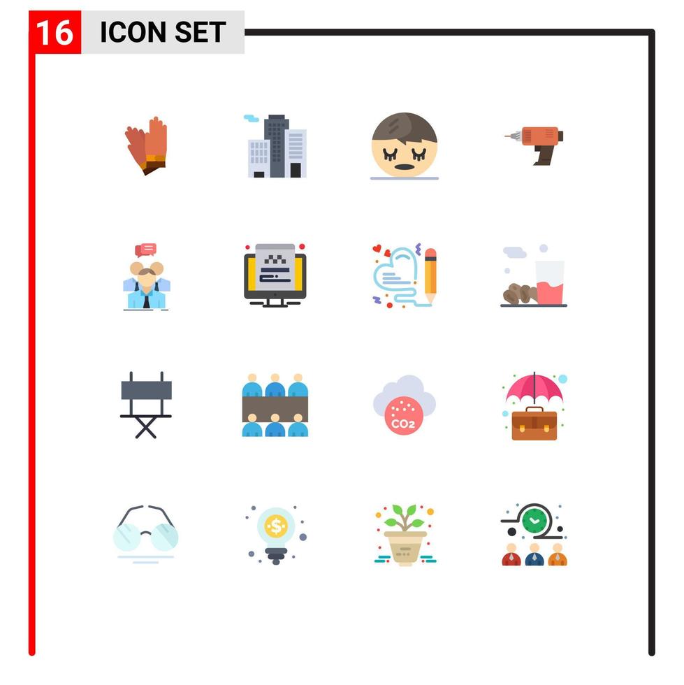 Universal Icon Symbols Group of 16 Modern Flat Colors of meeting group face electronics machine Editable Pack of Creative Vector Design Elements