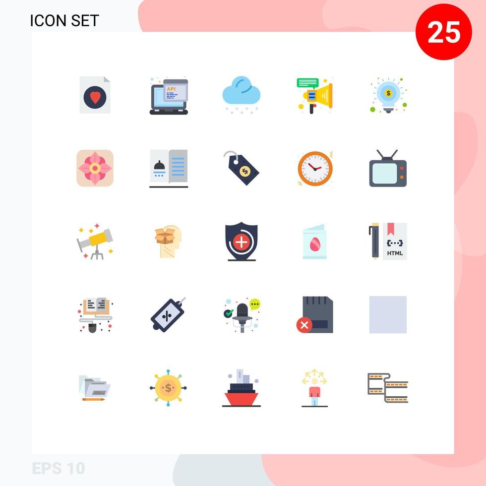 25 Creative Icons Modern Signs and Symbols of flower seo snow money speaker Editable Vector Design Elements