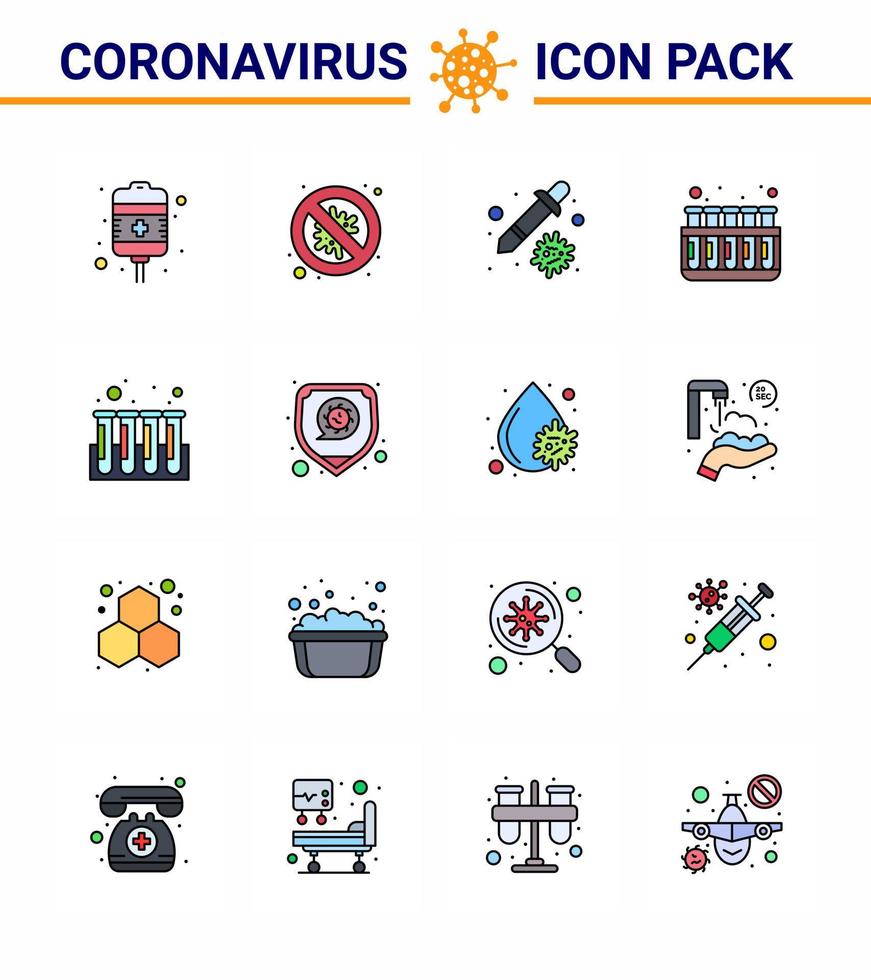 Coronavirus 2019nCoV Covid19 Prevention icon set blood tubes danger test virus viral coronavirus 2019nov disease Vector Design Elements
