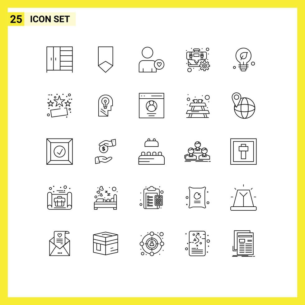 Group of 25 Lines Signs and Symbols for green ecology man optimization cog Editable Vector Design Elements