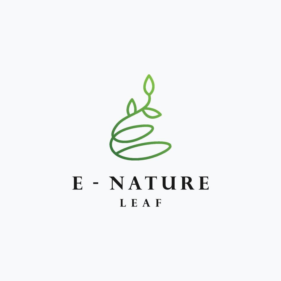 letra e naturaleza hoja logo vector en blanco procedencia