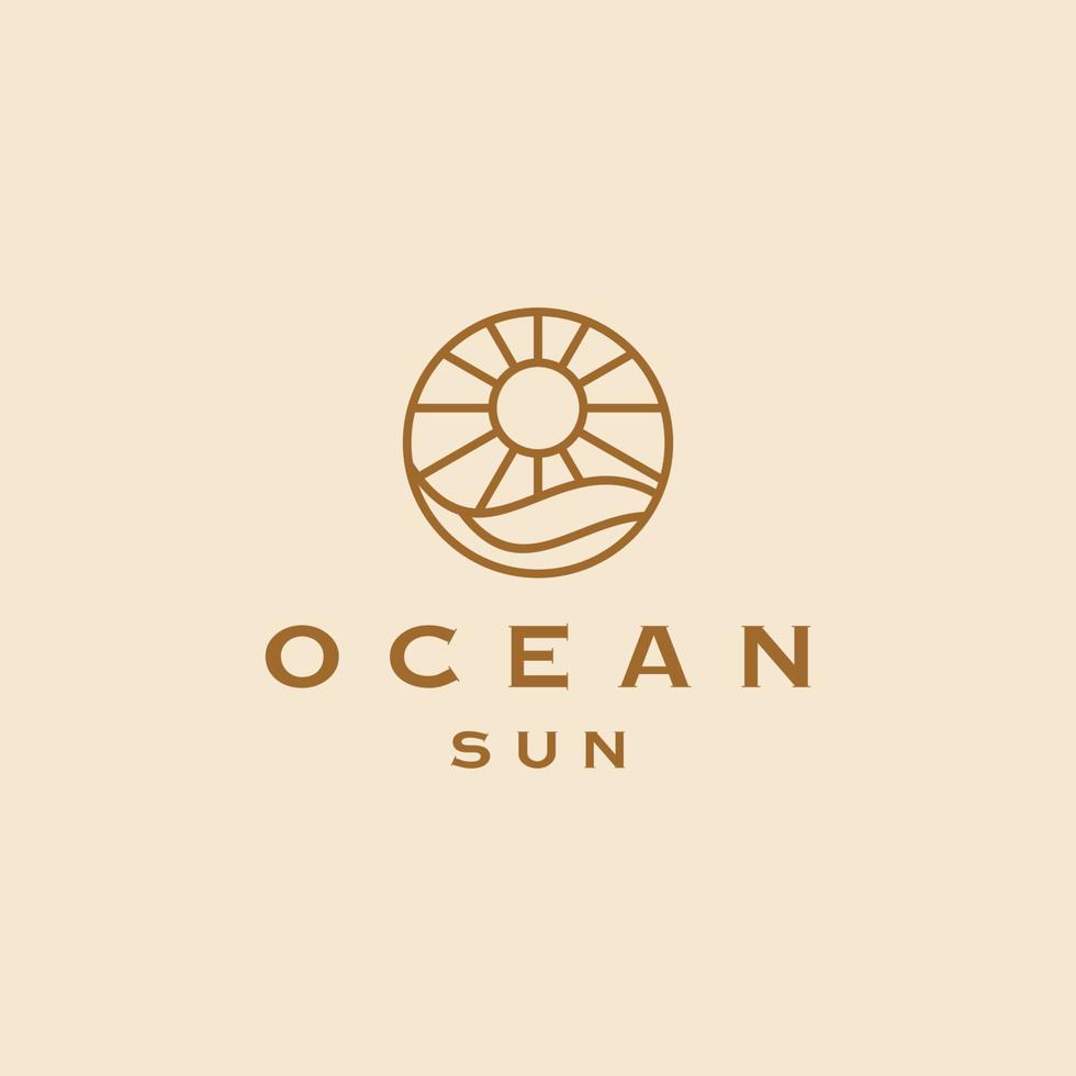 diseño de logotipo de línea dorada de lujo con forma simple y moderna de agua de mar vector