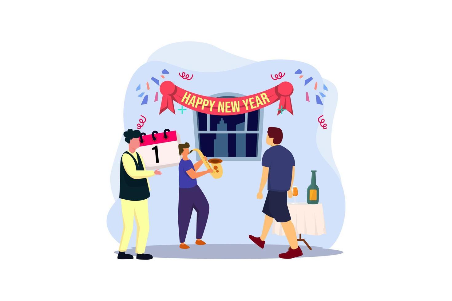 Welcome New Year Party Flat Design vector