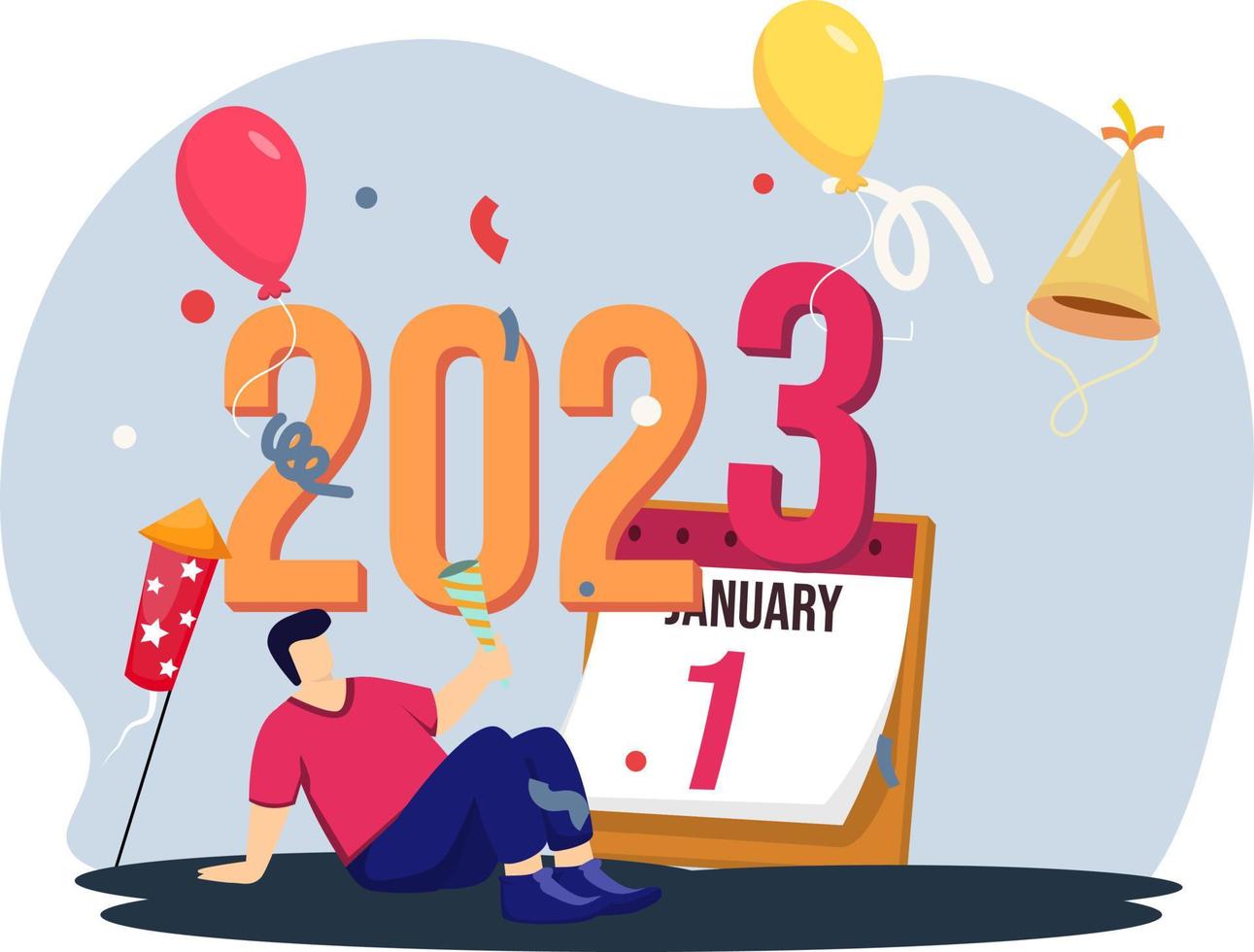 1 January New of Year Flat Design vector