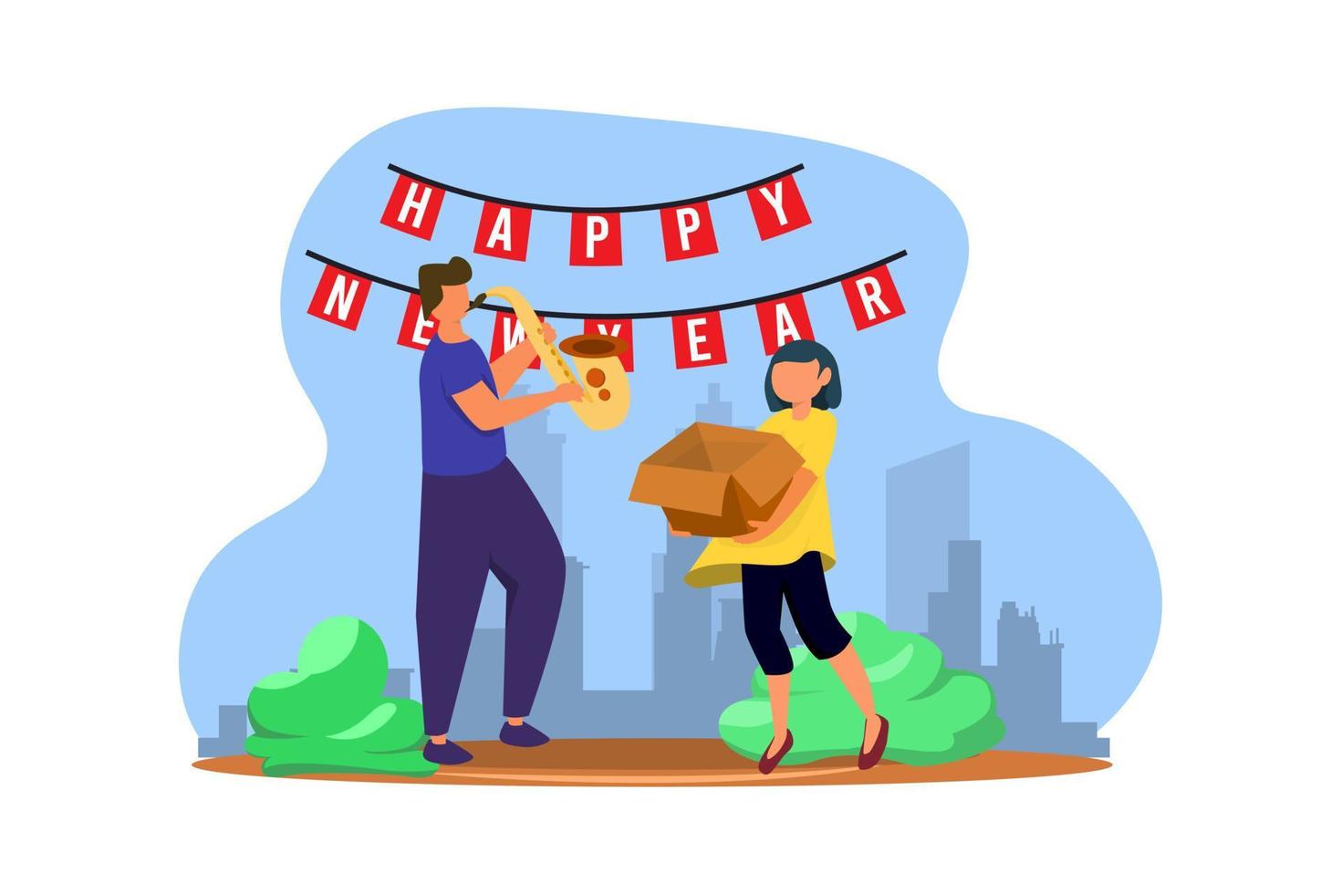 Resolution of New Year Flat Design vector