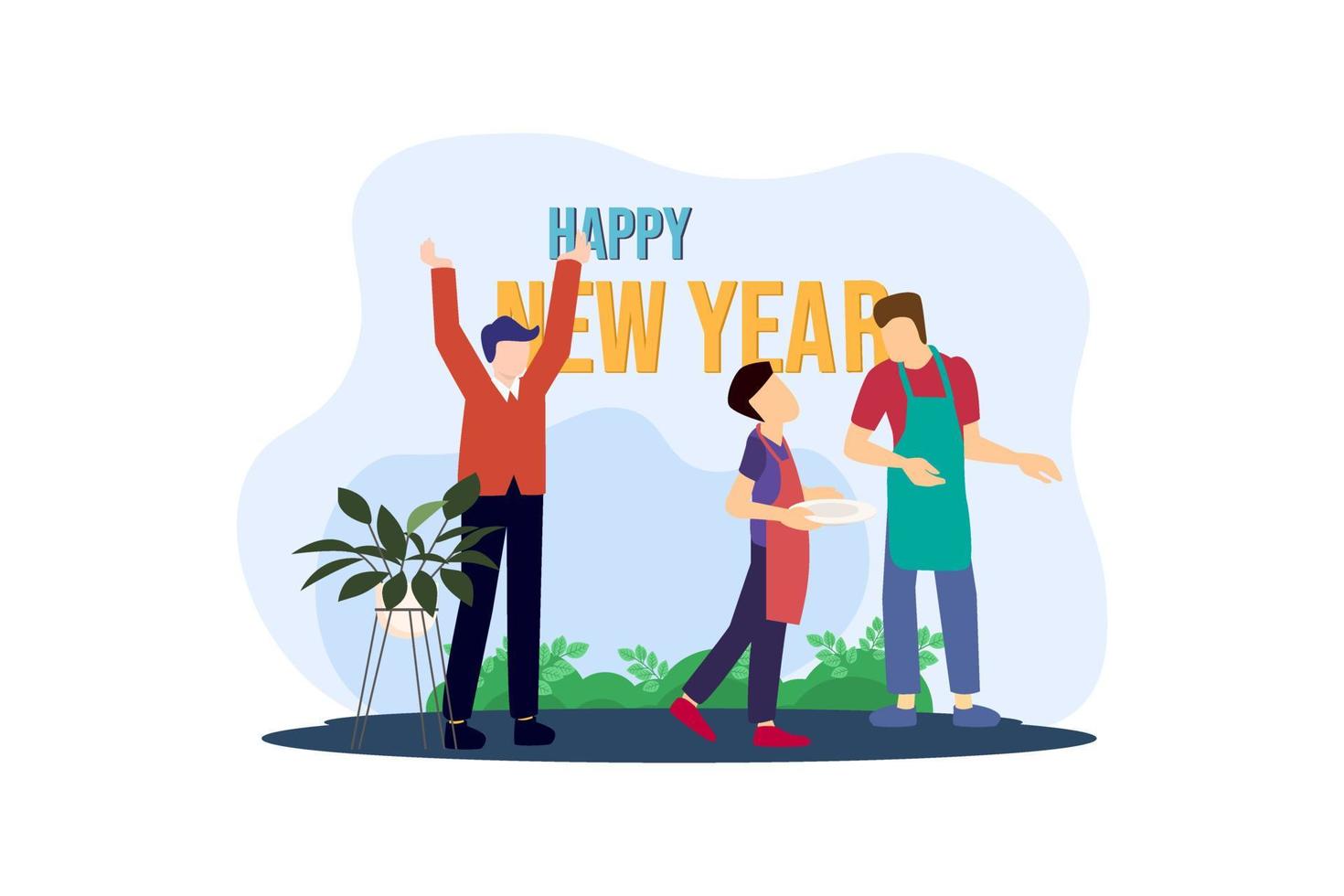 Kind Celebrate New Year Flat Design vector