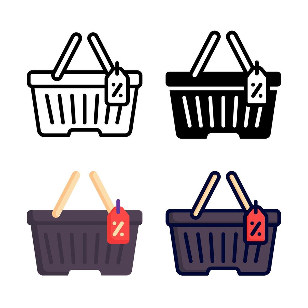 Shopping basket price tag Icon Set Style Collection vector