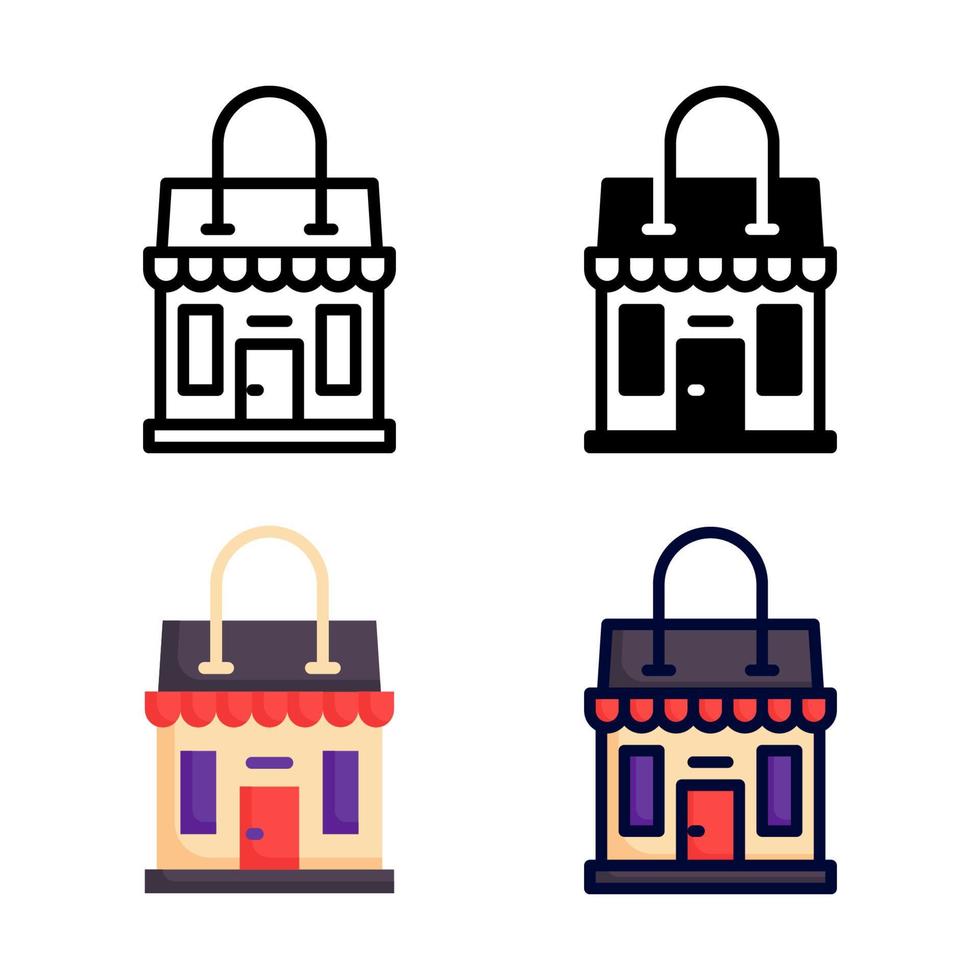 Commerce building Icon Set Style Collection vector