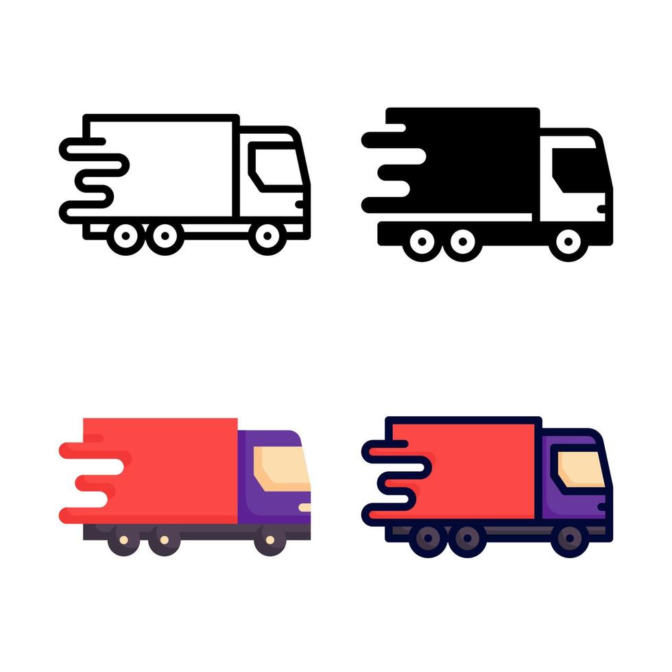 Fast delivery truck Icon Set Style Collection vector