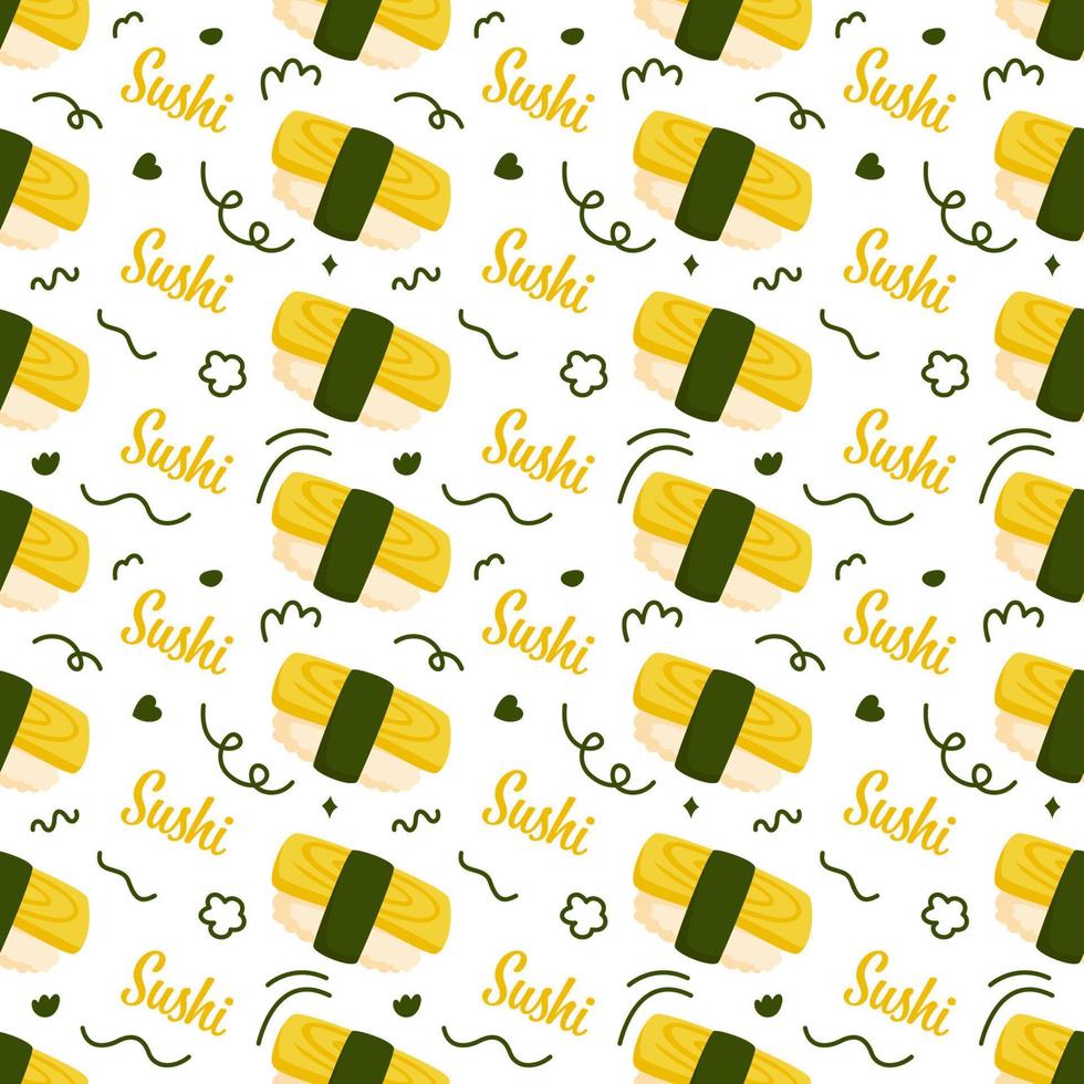 Seamless pattern with Sushi, for decoration vector